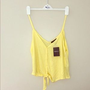 Yellow tank top with tie bottom